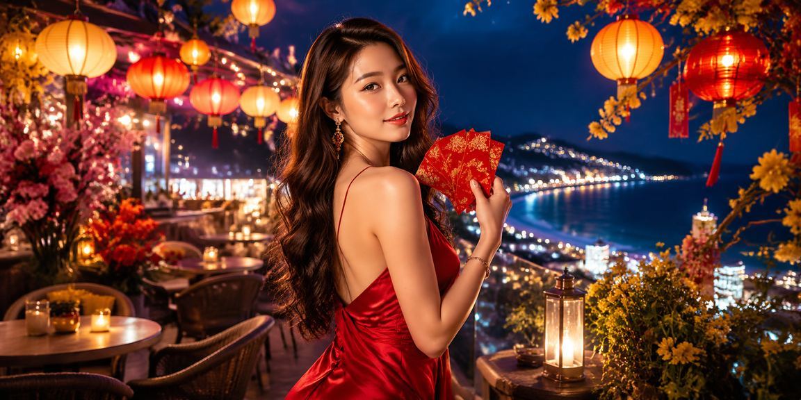 Phong cảnh Đà Lạt với bao lì xì đỏ và cà phê Việt Nam